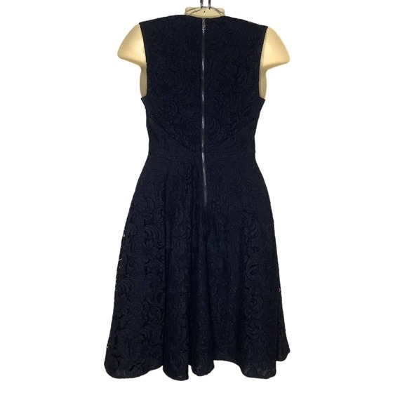 Burberry London Dress Womens 4 Black Lace Floral Fit Flare Sleeveless Pockets S - Picture 2 of 10